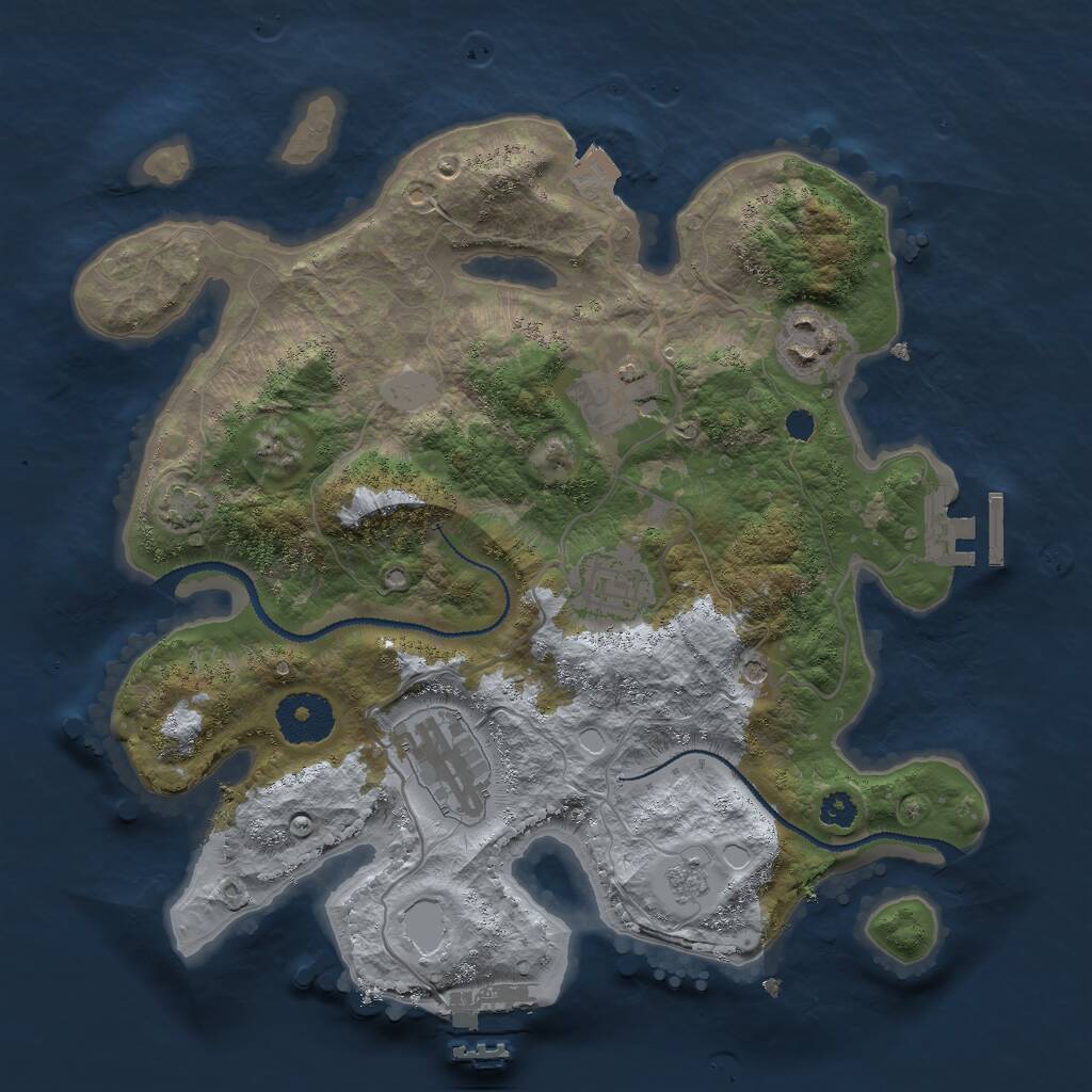 Rust Map: Procedural Map, Size: 3000, Seed: 705141636, 10 Monuments