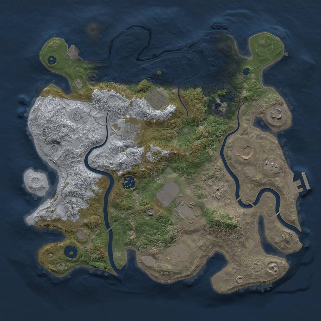 Rust Map: Procedural Map, Size: 3600, Seed: 401132230, 15 Monuments