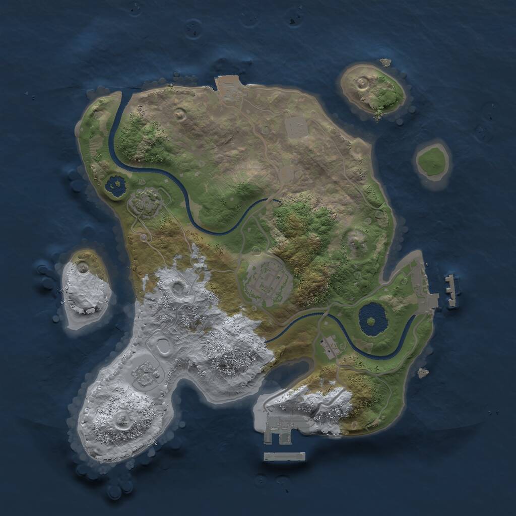Rust Map: Procedural Map, Size: 2500, Seed: 258858580, 6 Monuments