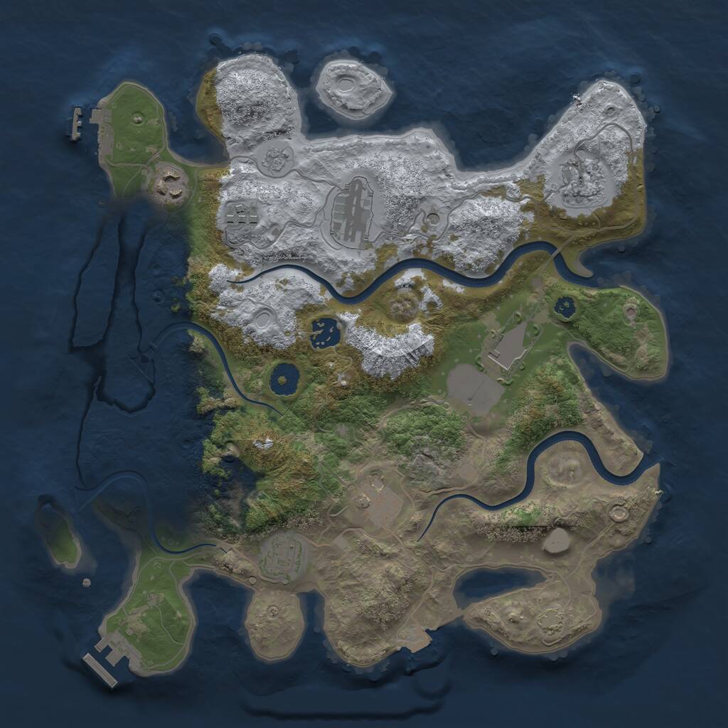 Rust Map: Procedural Map, Size: 3500, Seed: 543435343, 14 Monuments