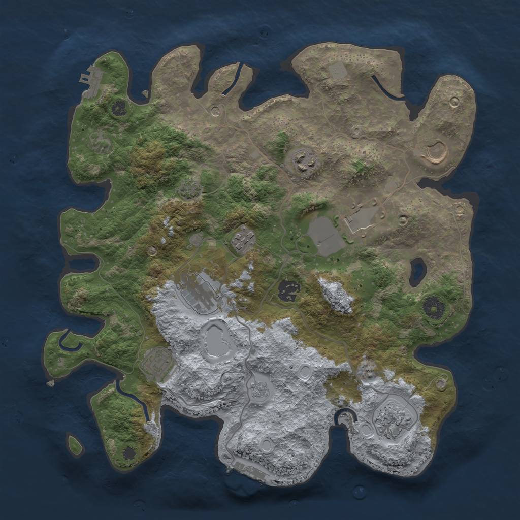 Rust Map: Procedural Map, Size: 3500, Seed: 58139287, 16 Monuments