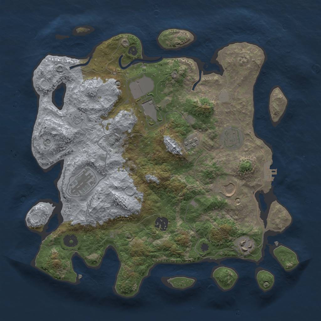 Rust Map: Procedural Map, Size: 3500, Seed: 685644193, 13 Monuments