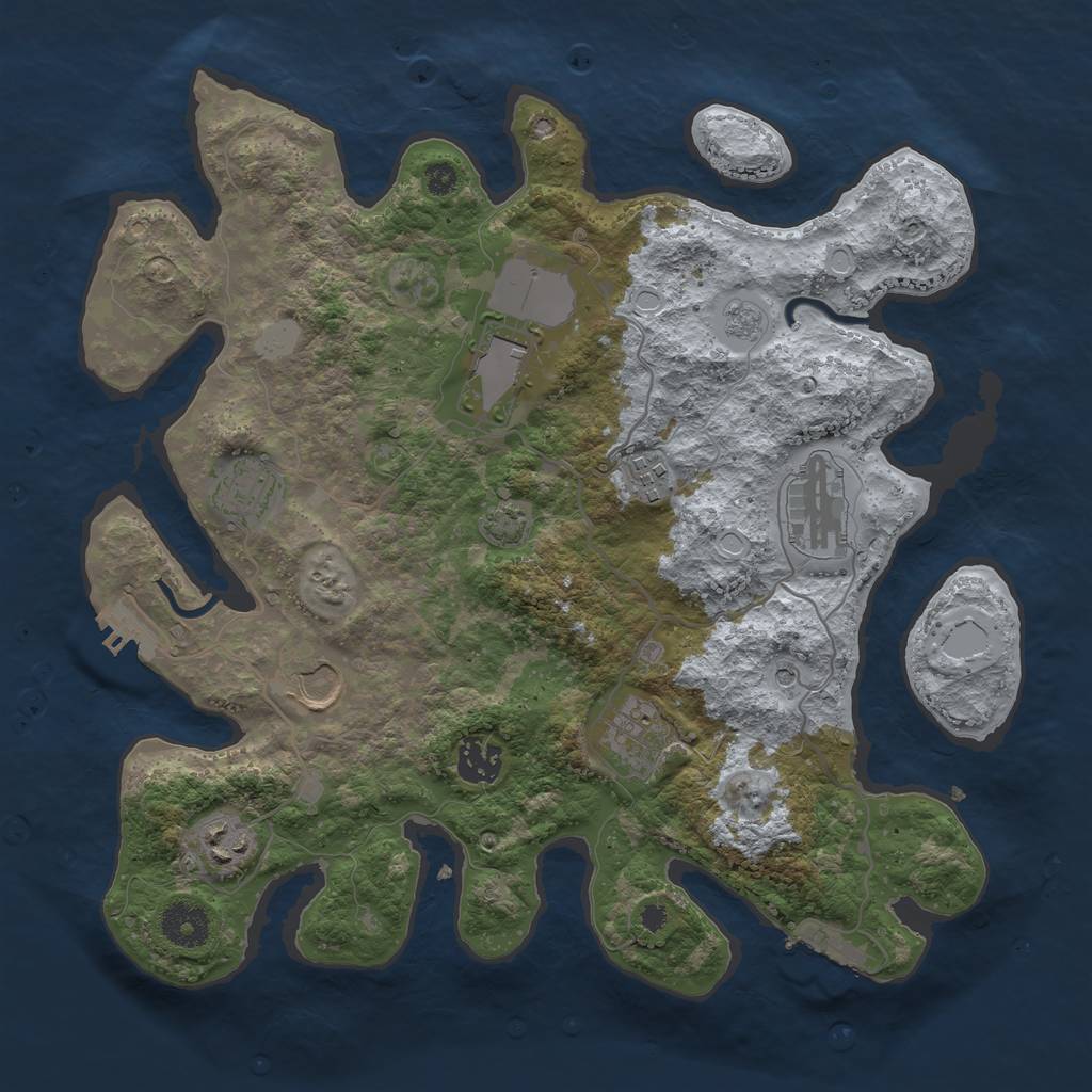 Rust Map: Procedural Map, Size: 3500, Seed: 653015409, 16 Monuments
