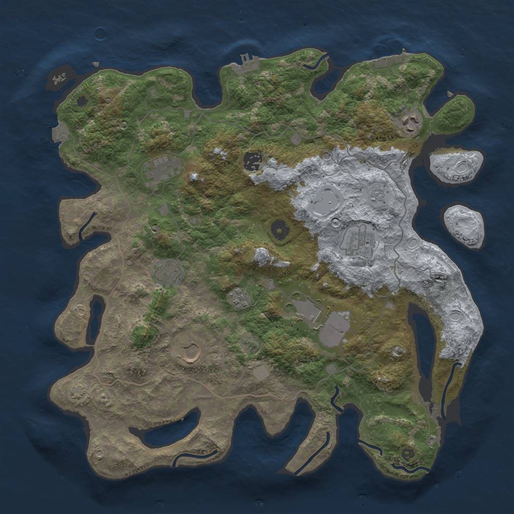 Rust Map: Procedural Map, Size: 4000, Seed: 33625521, 16 Monuments