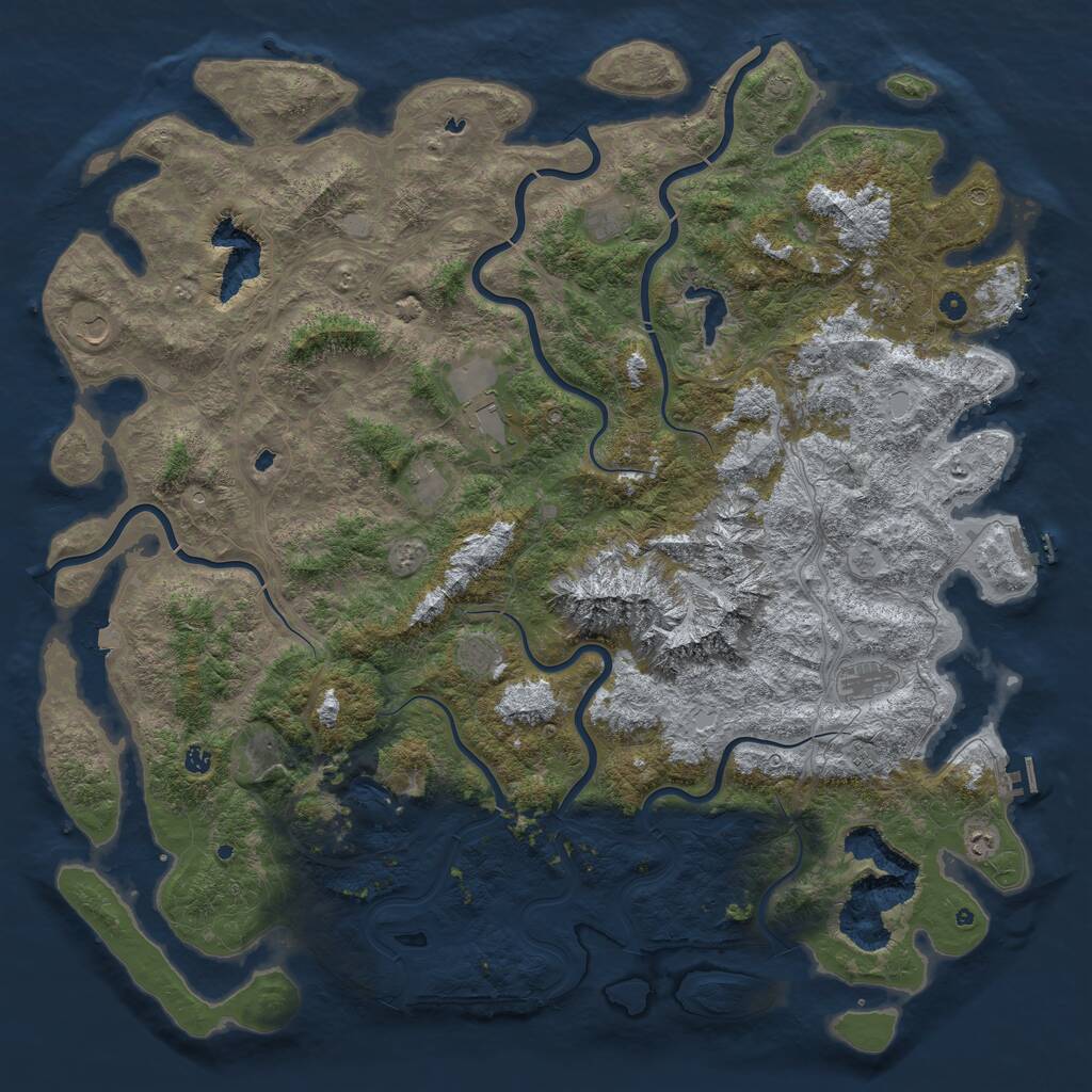 Rust Map: Procedural Map, Size: 6000, Seed: 454291958, 17 Monuments