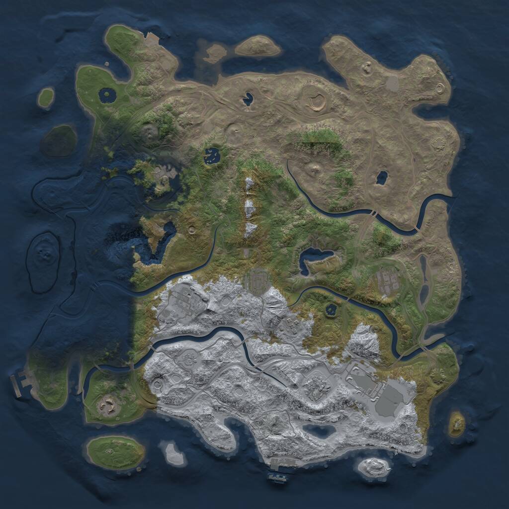 Rust Map: Procedural Map, Size: 4500, Seed: 790980999, 16 Monuments