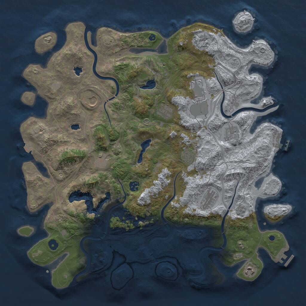 Rust Map: Procedural Map, Size: 4500, Seed: 1242221810, 17 Monuments