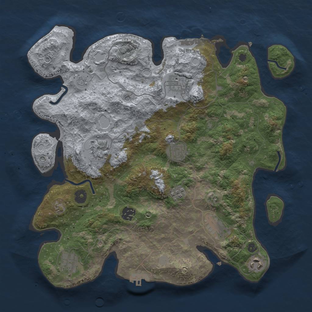 Rust Map: Procedural Map, Size: 3475, Seed: 8881245, 15 Monuments