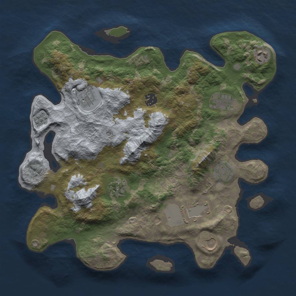 Rust Map: Barren, Size: 3500, Seed: 787741172, 12 Monuments