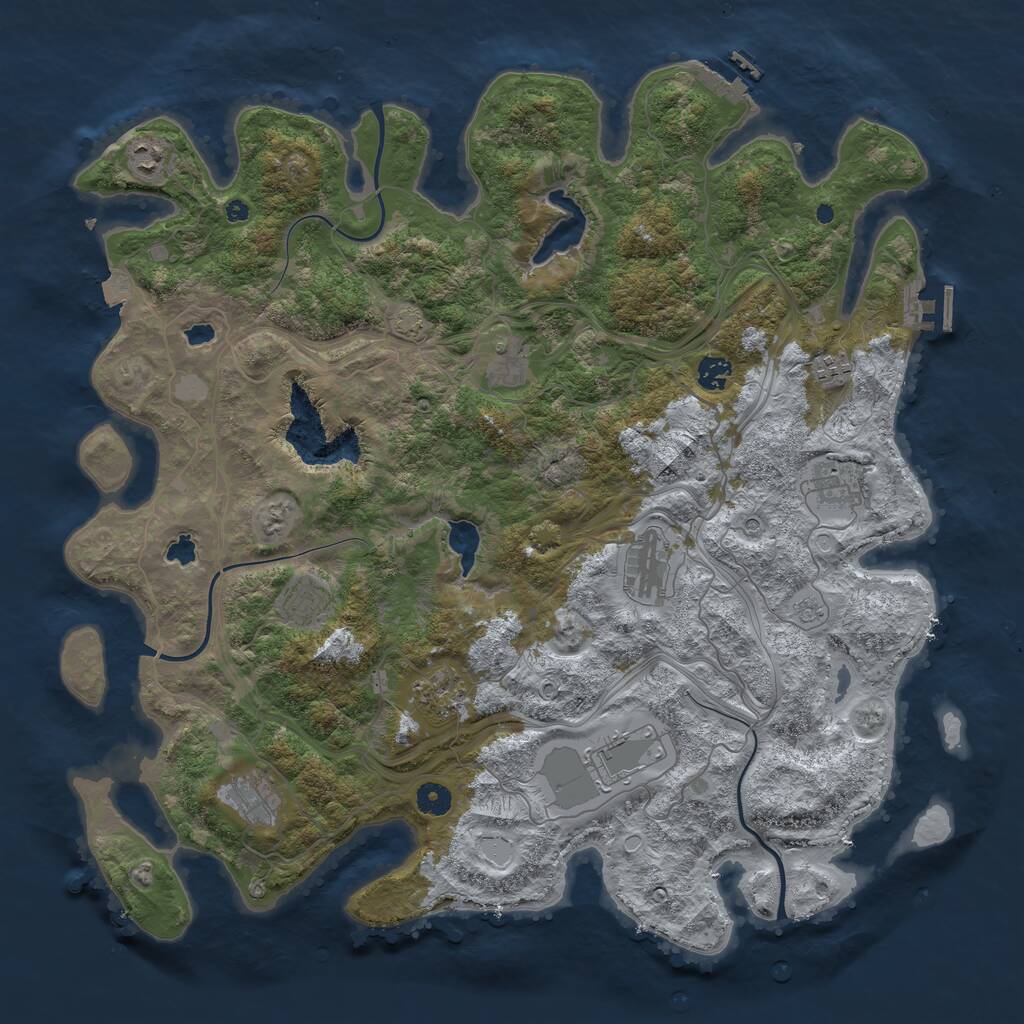 Rust Map: Procedural Map, Size: 4500, Seed: 119083867, 16 Monuments
