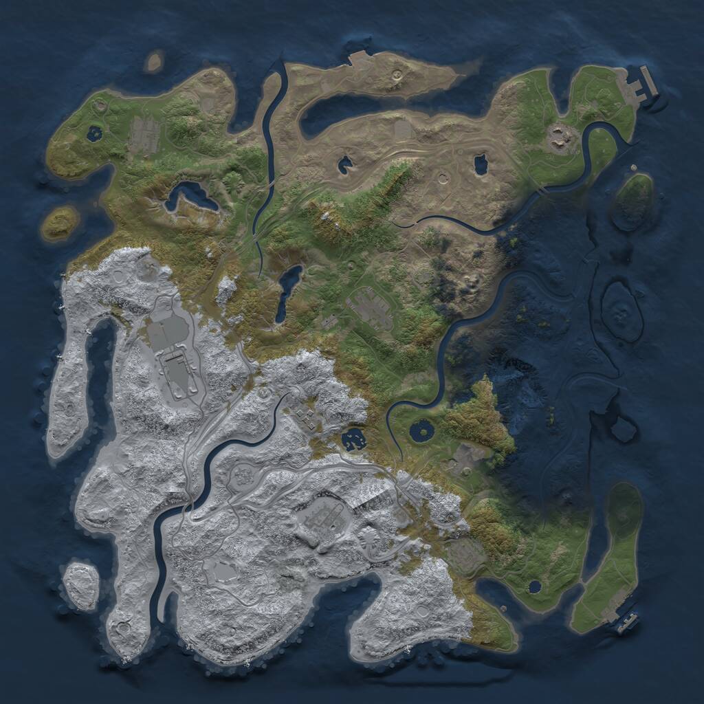 Rust Map: Procedural Map, Size: 4500, Seed: 51000, 15 Monuments