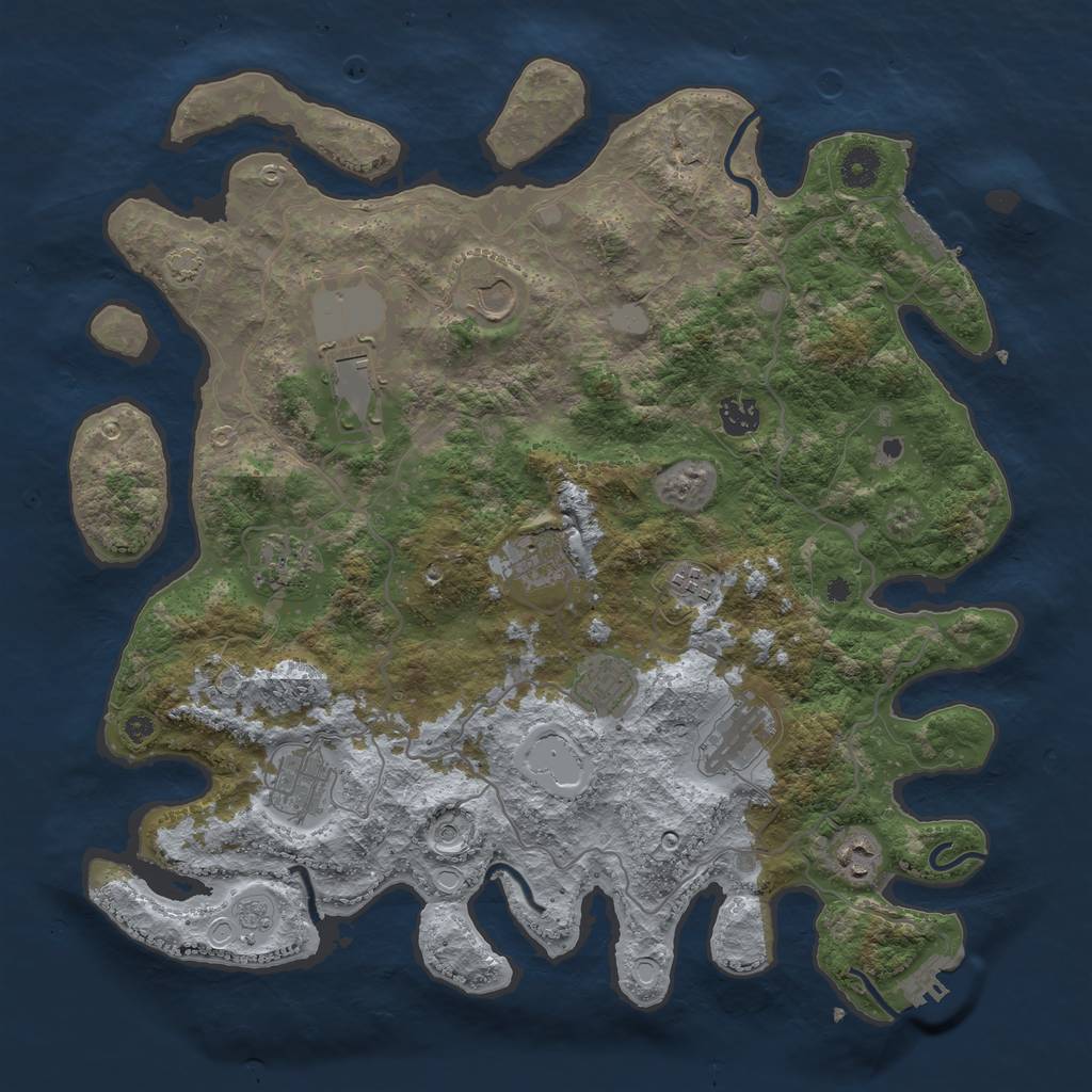 Rust Map: Procedural Map, Size: 4000, Seed: 405443261, 18 Monuments