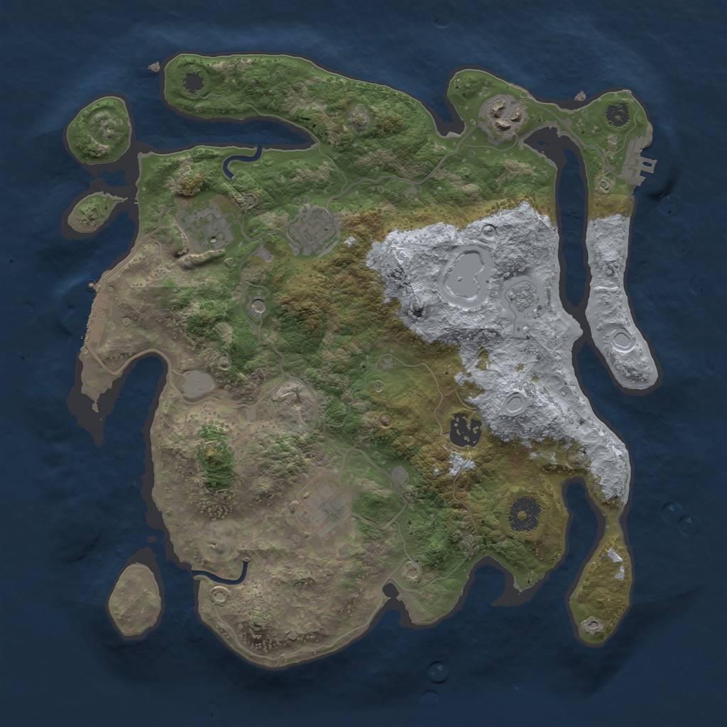 Rust Map: Procedural Map, Size: 3250, Seed: 684445048, 12 Monuments