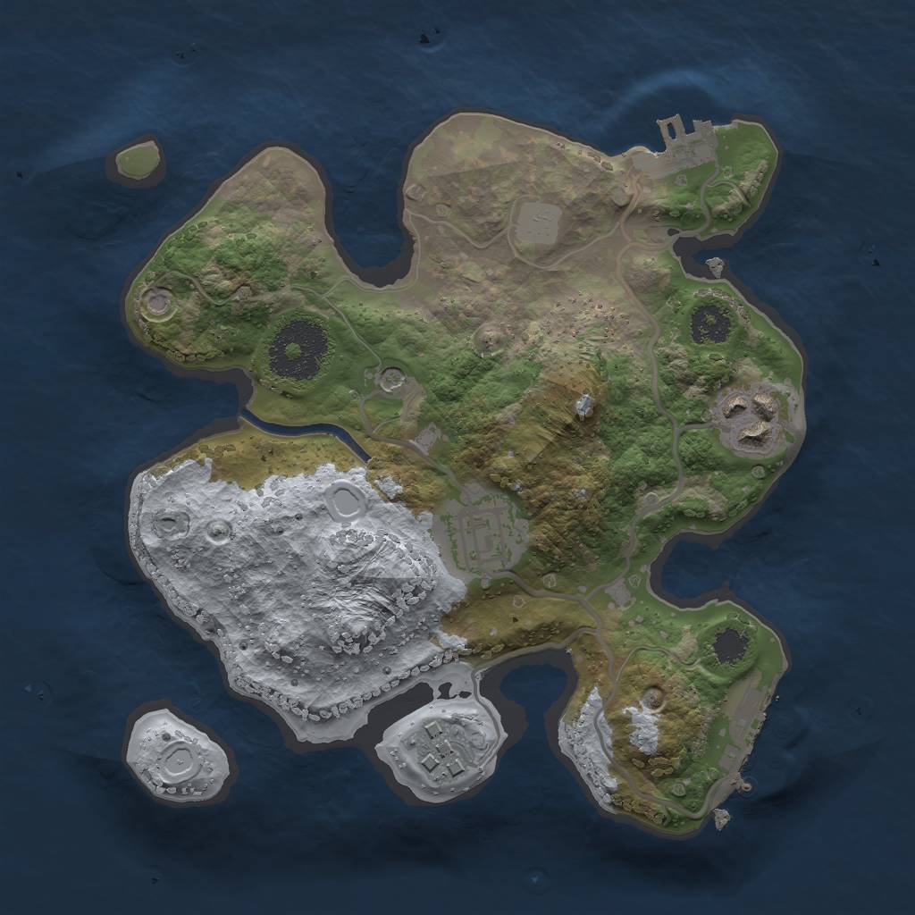 Rust Map: Procedural Map, Size: 2333, Seed: 19100648, 9 Monuments