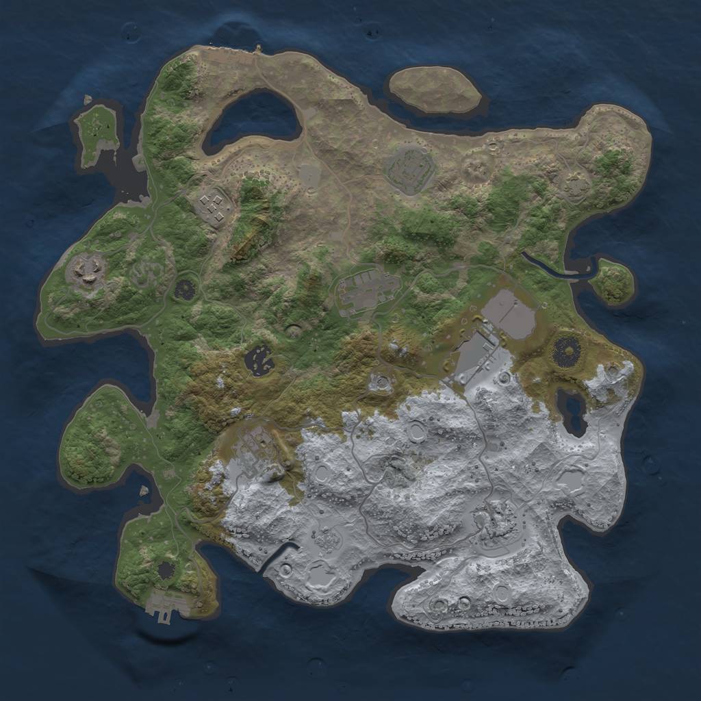 Rust Map: Procedural Map, Size: 3500, Seed: 1744927535, 16 Monuments