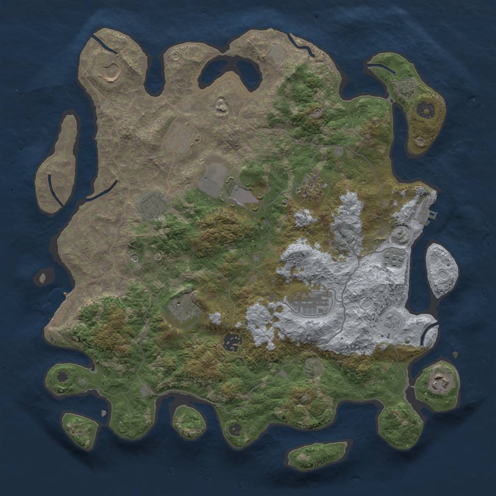 Rust Map: Procedural Map, Size: 4000, Seed: 897007845, 18 Monuments
