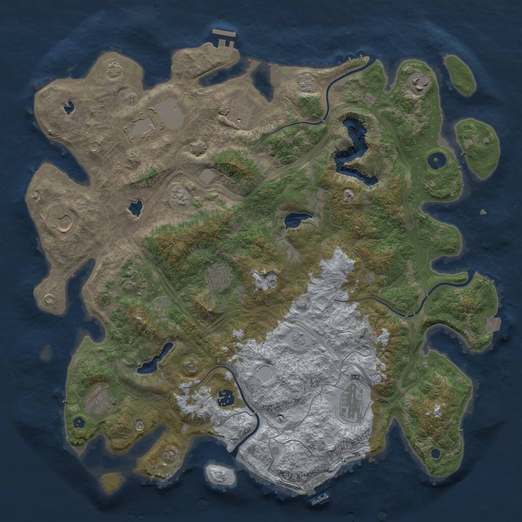 Rust Map: Procedural Map, Size: 4500, Seed: 40220252, 16 Monuments
