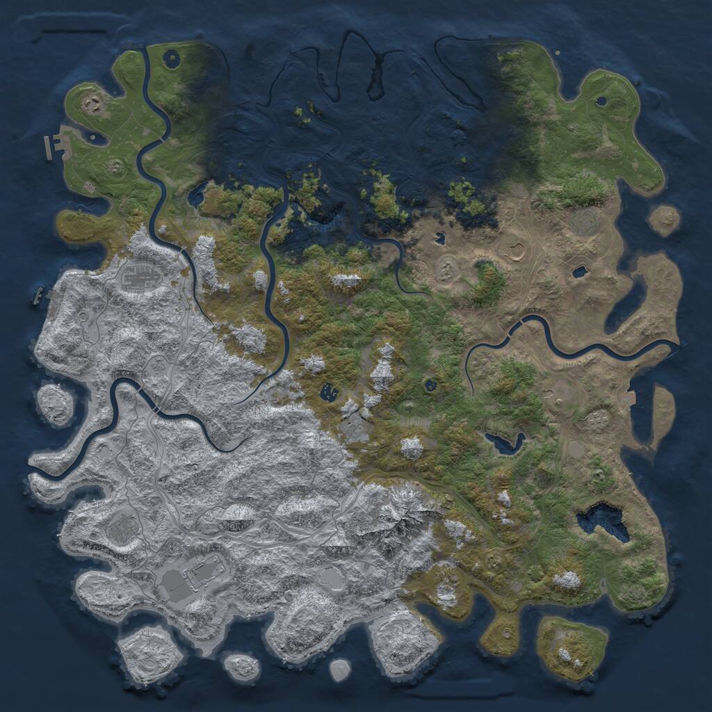 Rust Map: Procedural Map, Size: 6000, Seed: 848383003, 17 Monuments