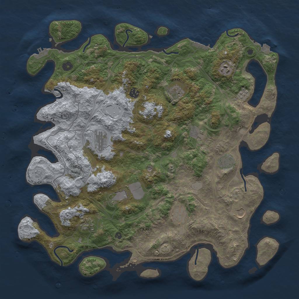 Rust Map: Procedural Map, Size: 4500, Seed: 1580408745, 19 Monuments