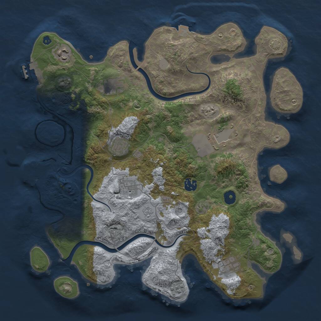 Rust Map: Procedural Map, Size: 3700, Seed: 632480435, 14 Monuments