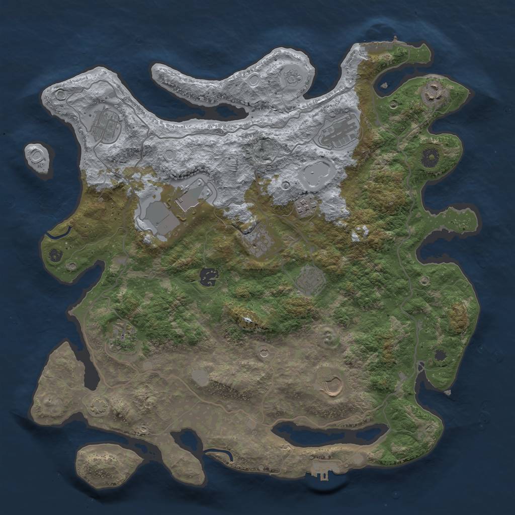 Rust Map: Procedural Map, Size: 4000, Seed: 776945228, 18 Monuments