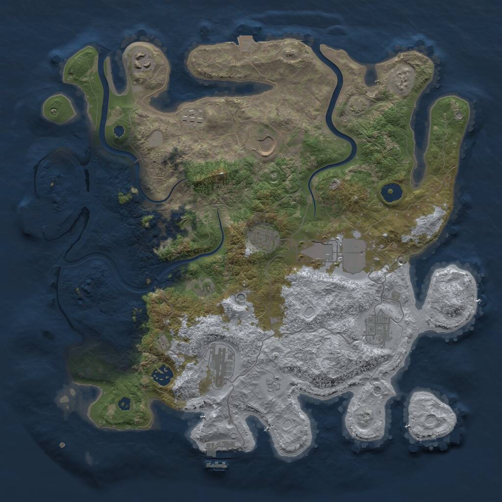 Rust Map: Procedural Map, Size: 3800, Seed: 154896251, 14 Monuments