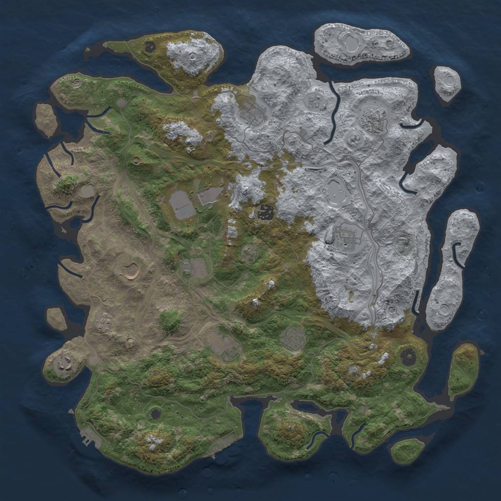 Rust Map: Procedural Map, Size: 4500, Seed: 1197337661, 18 Monuments