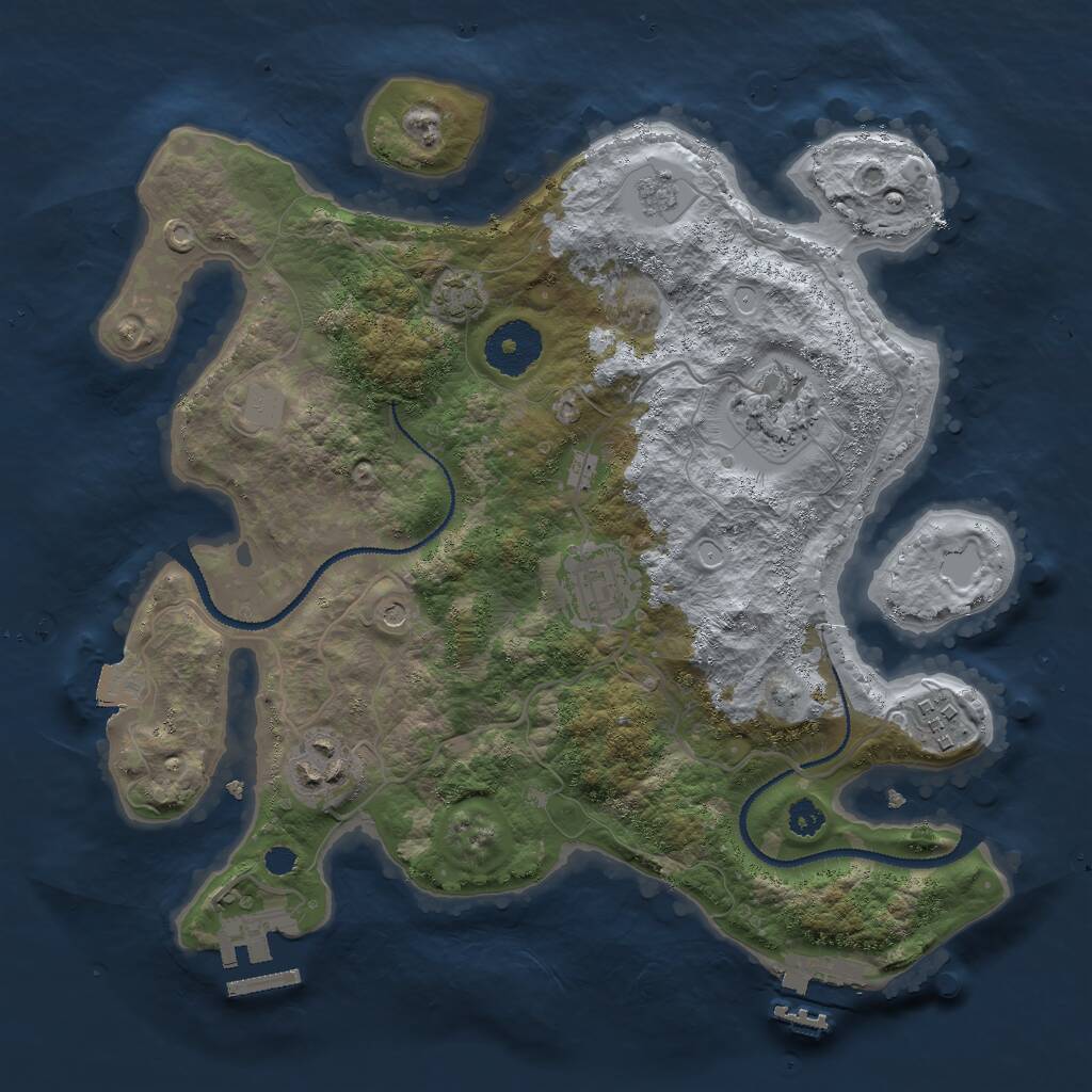 Rust Map: Procedural Map, Size: 3000, Seed: 155555, 10 Monuments