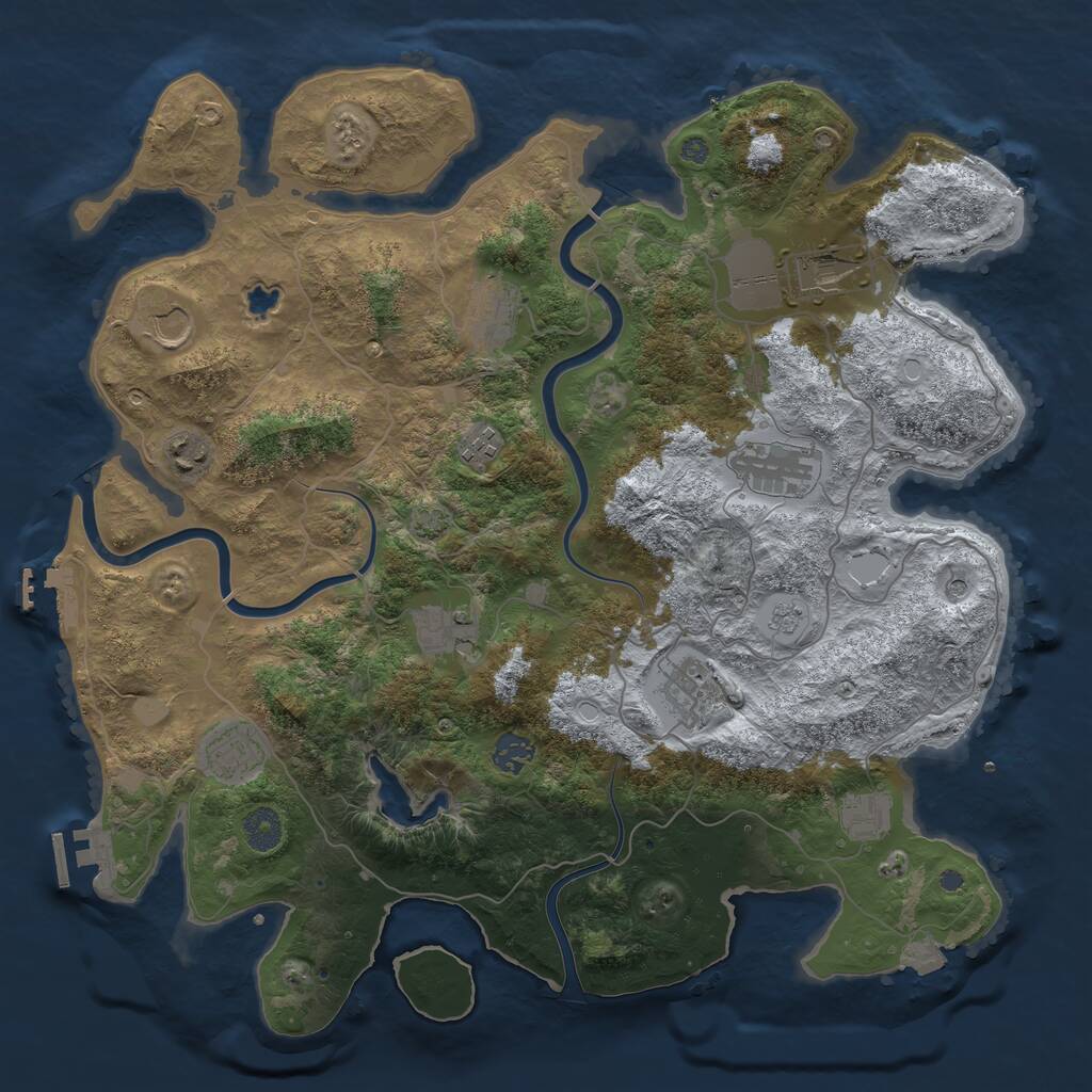 Rust Map: Procedural Map, Size: 4000, Seed: 1386469039, 18 Monuments