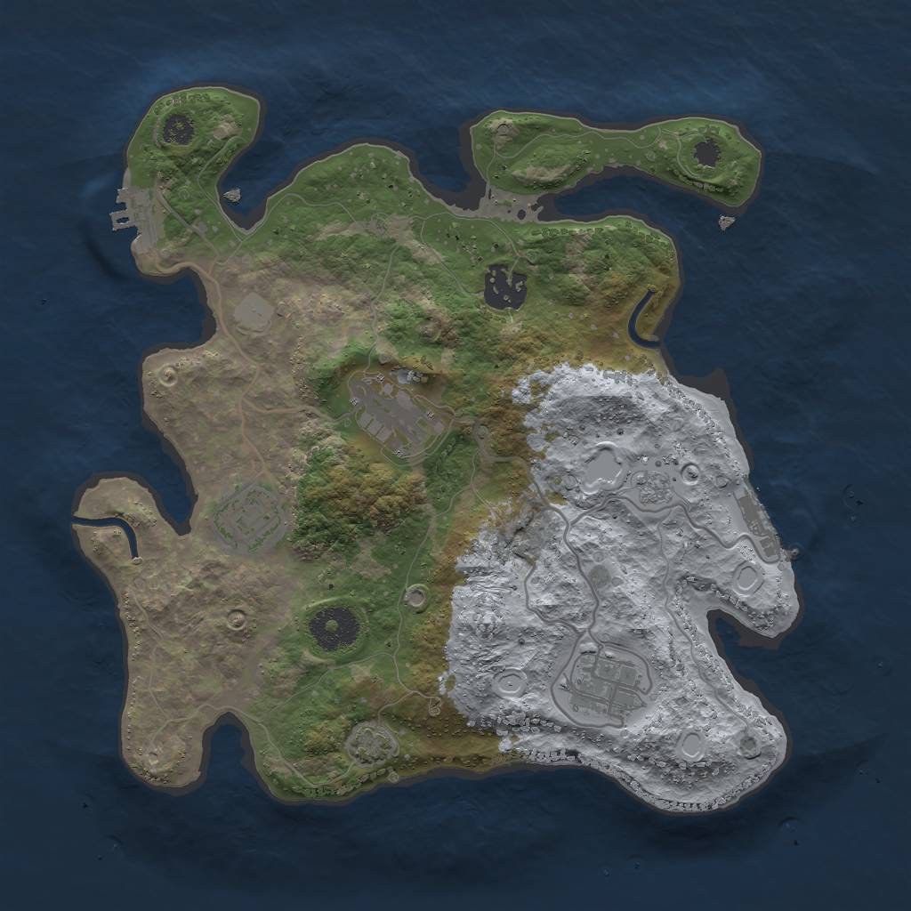 Rust Map: Procedural Map, Size: 3000, Seed: 1692278846, 11 Monuments