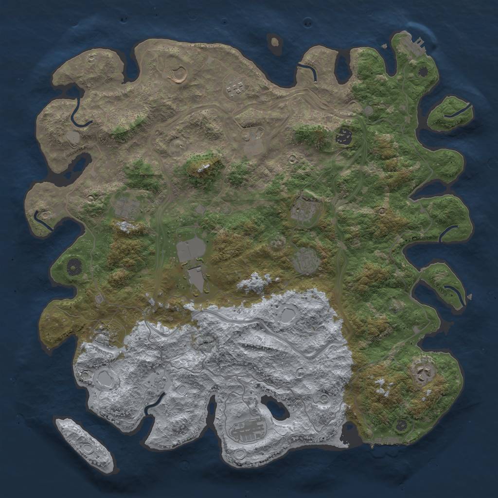 Rust Map: Procedural Map, Size: 4500, Seed: 352079640, 18 Monuments