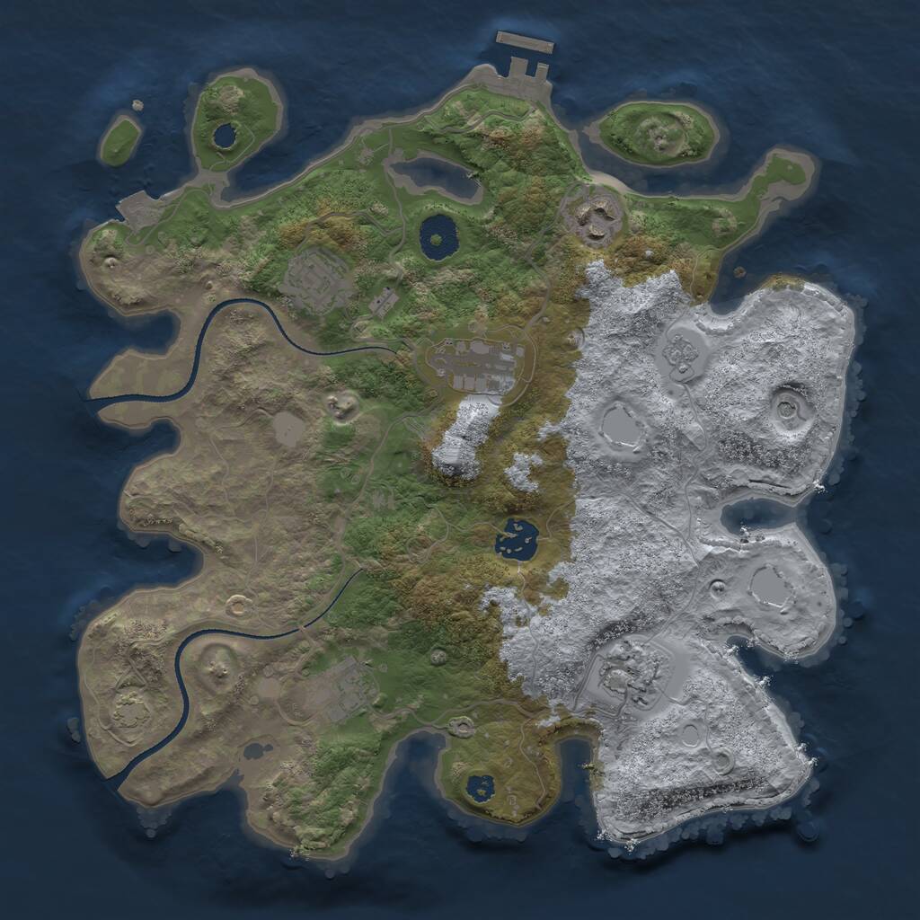 Rust Map: Procedural Map, Size: 3250, Seed: 299657250, 11 Monuments