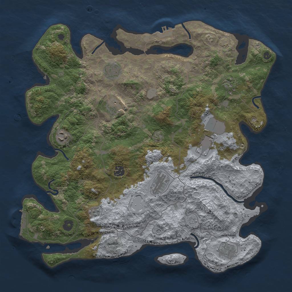 Rust Map: Procedural Map, Size: 4000, Seed: 859744838, 17 Monuments