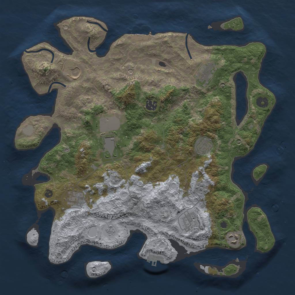Rust Map: Procedural Map, Size: 3767, Seed: 1432438200, 16 Monuments