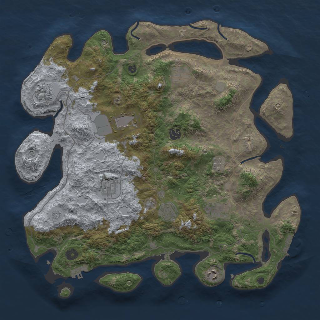Rust Map: Procedural Map, Size: 4000, Seed: 931952360, 16 Monuments