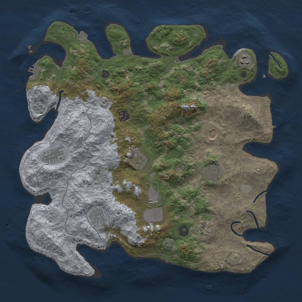 Rust Map: Procedural Map, Size: 4000, Seed: 722061173, 18 Monuments