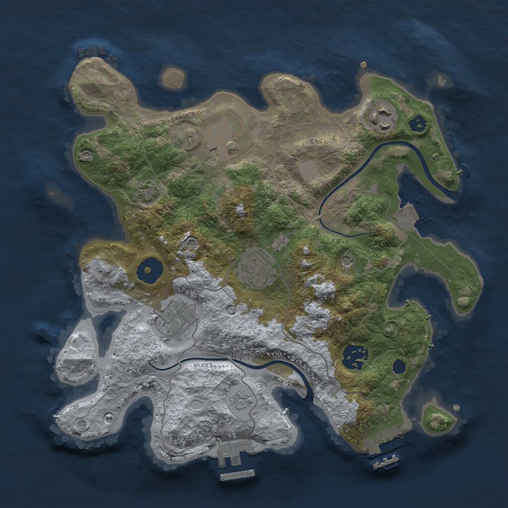 Rust Map: Procedural Map, Size: 3000, Seed: 1592939125, 11 Monuments