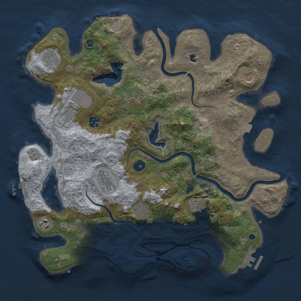 Rust Map: Procedural Map, Size: 4000, Seed: 124134, 16 Monuments