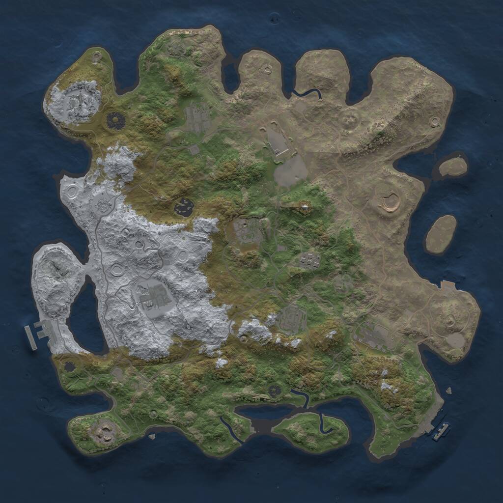 Rust Map: Procedural Map, Size: 4000, Seed: 124134, 17 Monuments