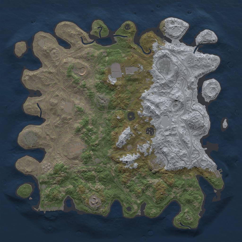 Rust Map: Procedural Map, Size: 4250, Seed: 423344630, 17 Monuments