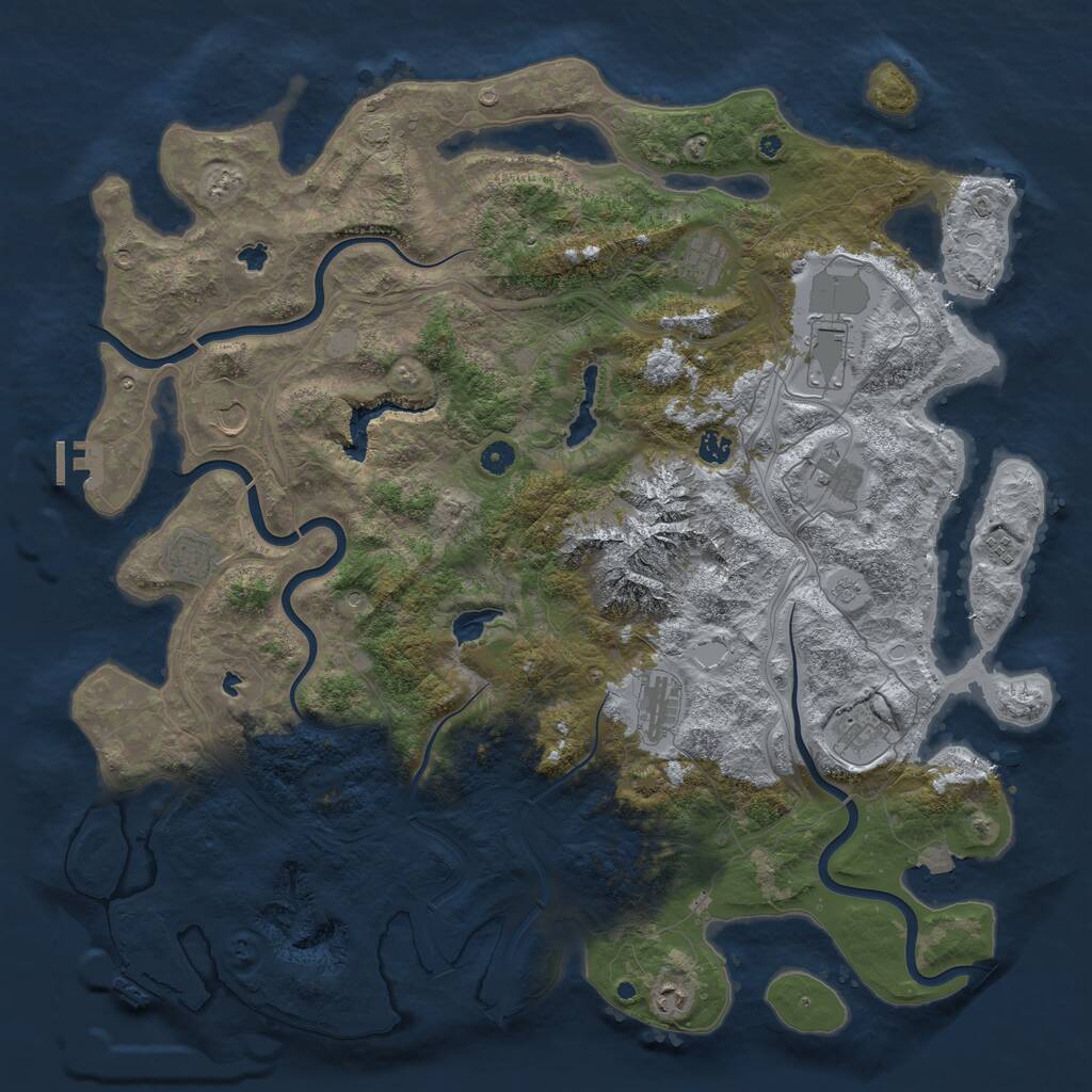 Rust Map: Procedural Map, Size: 5000, Seed: 550, 16 Monuments