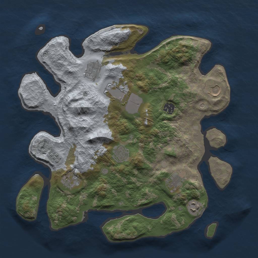 Rust Map: Barren, Size: 3500, Seed: 332029084, 12 Monuments