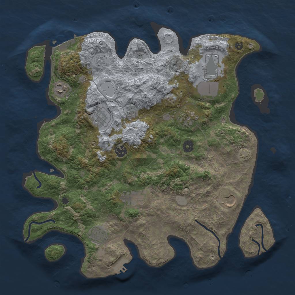 Rust Map: Procedural Map, Size: 3700, Seed: 454469220, 17 Monuments