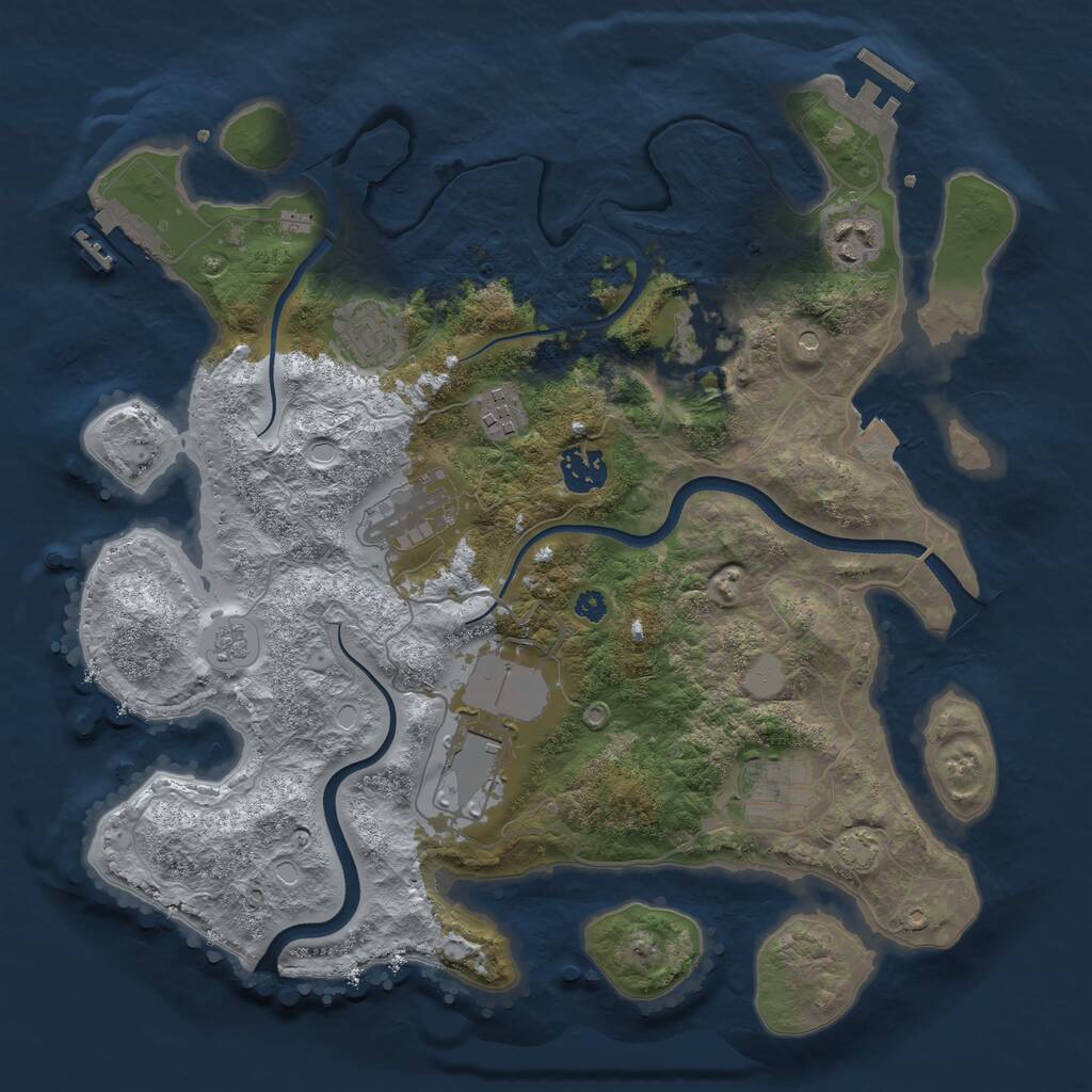 Rust Map: Procedural Map, Size: 3500, Seed: 62811, 14 Monuments