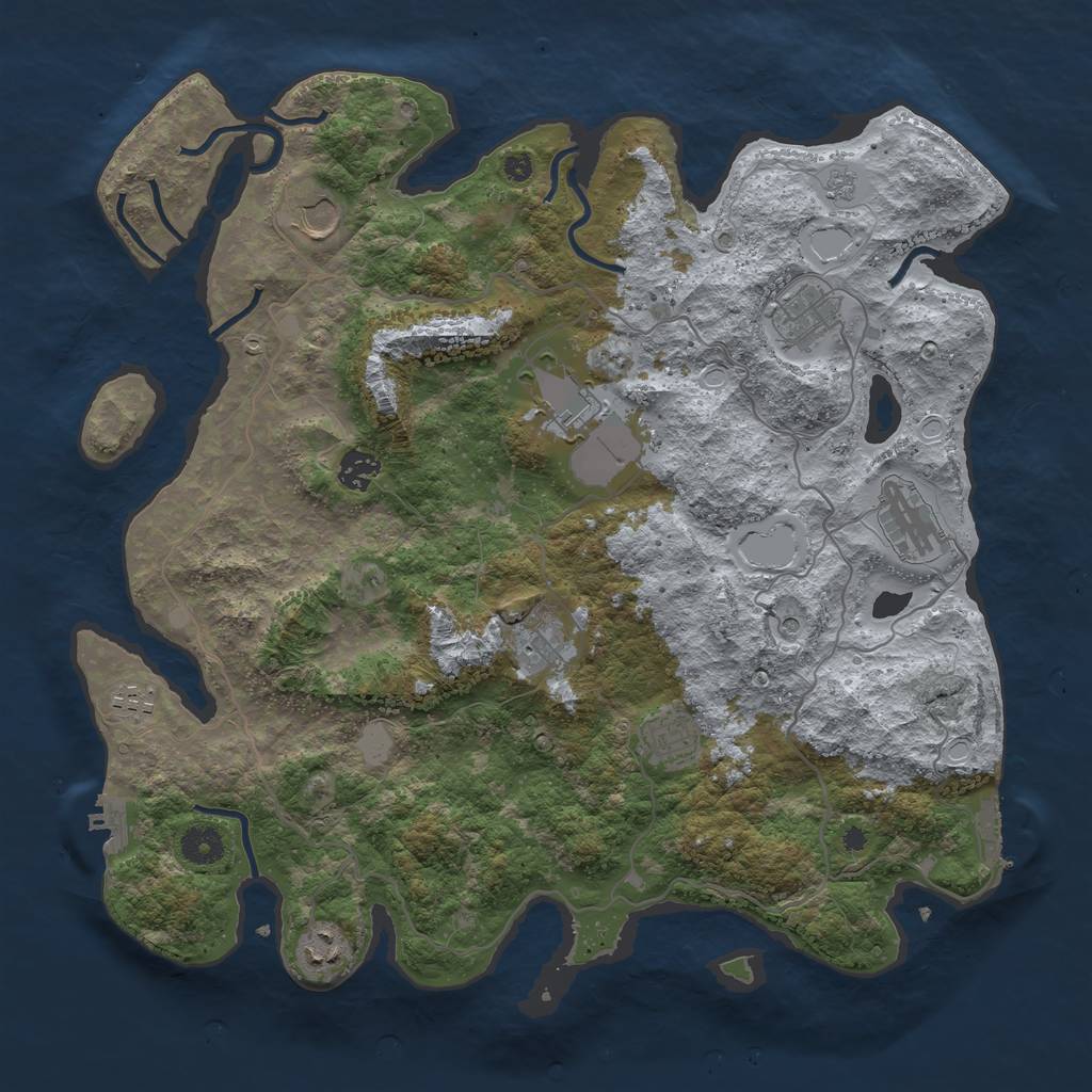 Rust Map: Procedural Map, Size: 4000, Seed: 468818180, 16 Monuments