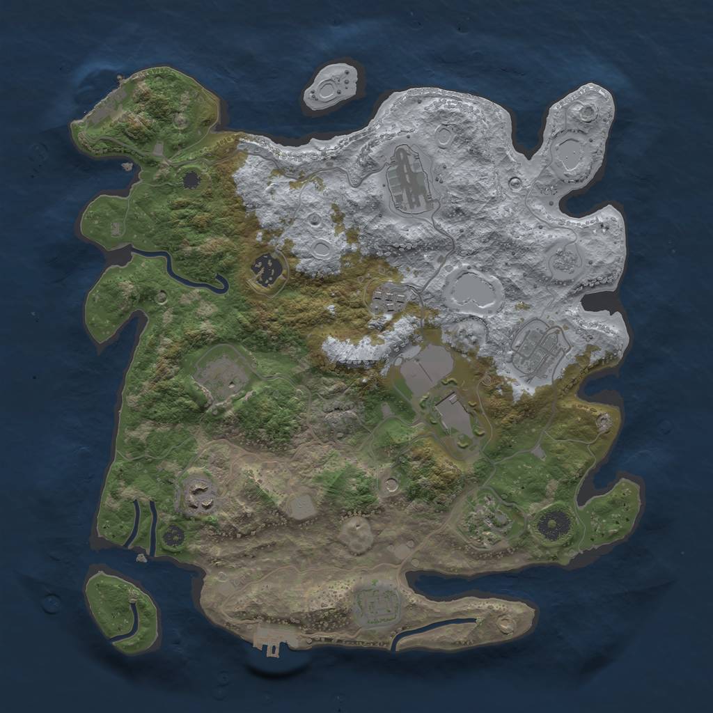 Rust Map: Procedural Map, Size: 3500, Seed: 543576, 16 Monuments