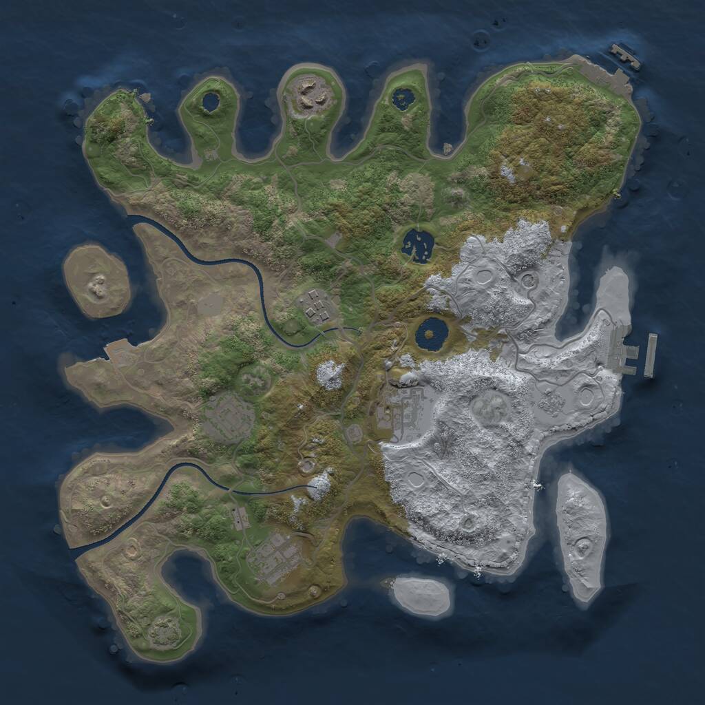 Rust Map: Procedural Map, Size: 3250, Seed: 49943, 12 Monuments