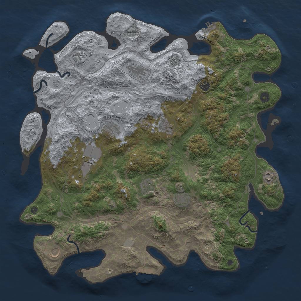 Rust Map: Procedural Map, Size: 4500, Seed: 2117313175, 18 Monuments