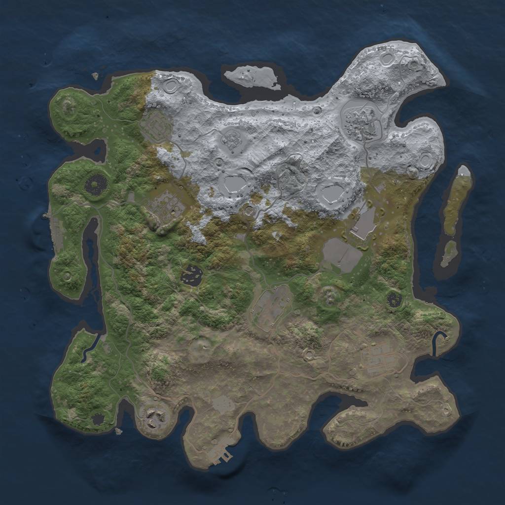 Rust Map: Procedural Map, Size: 3500, Seed: 1900627529, 15 Monuments
