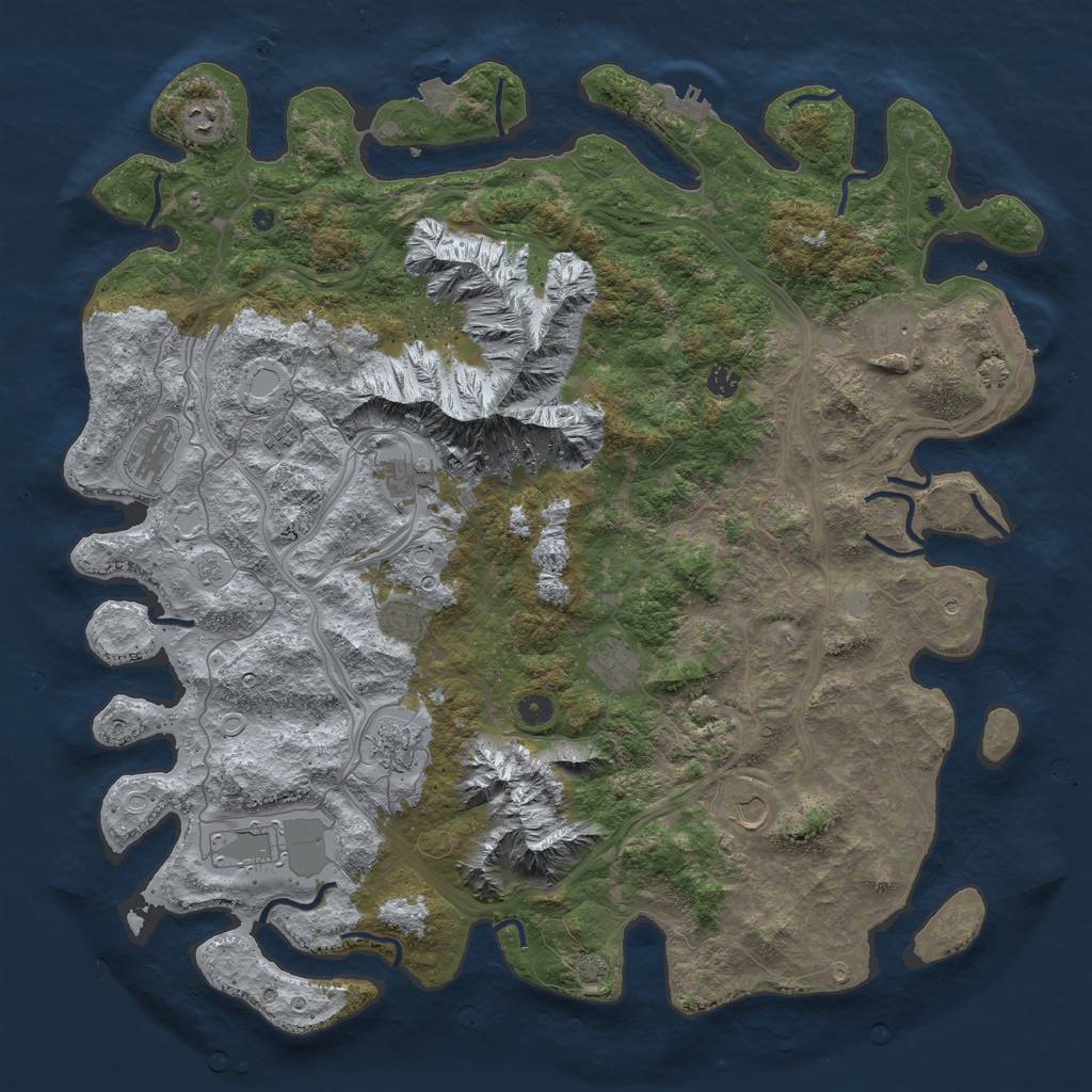Rust Map: Procedural Map, Size: 5000, Seed: 19871, 19 Monuments